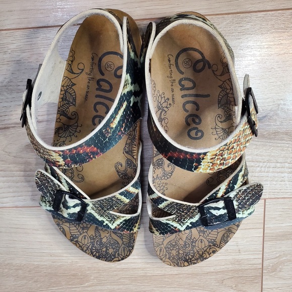 Calceo Colorful Snakeskin Print Sandals - Picture 3 of 8
